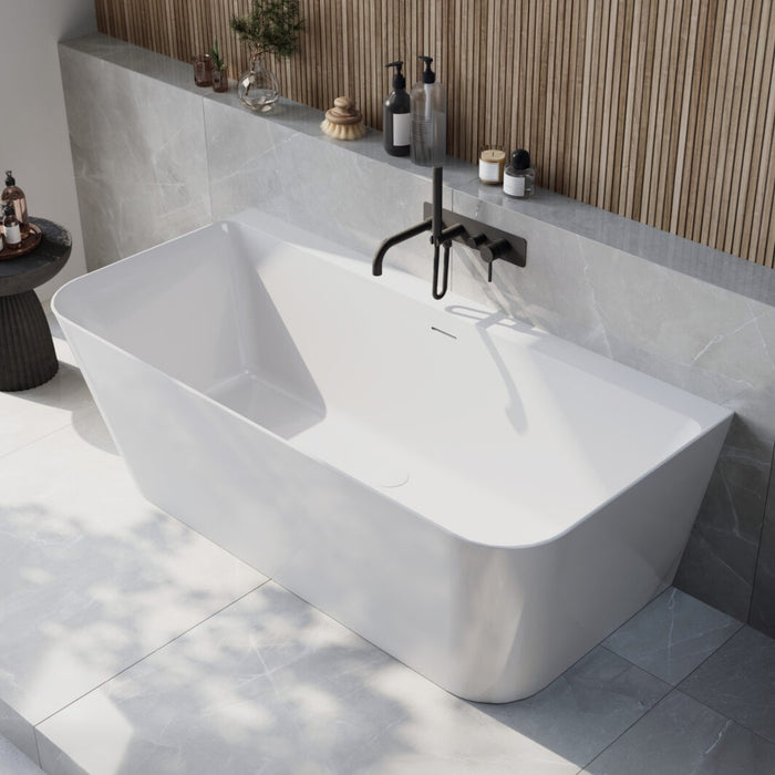 Scudo Porto Back to Wall Double Ended Freestanding Bath - 1700mm x 800mm - Gloss White