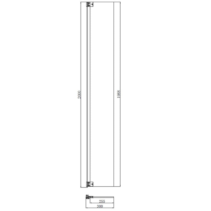 Scudo Forte Fluted Glass Hinged Flipper Panel 275mm with Metallic Hinges