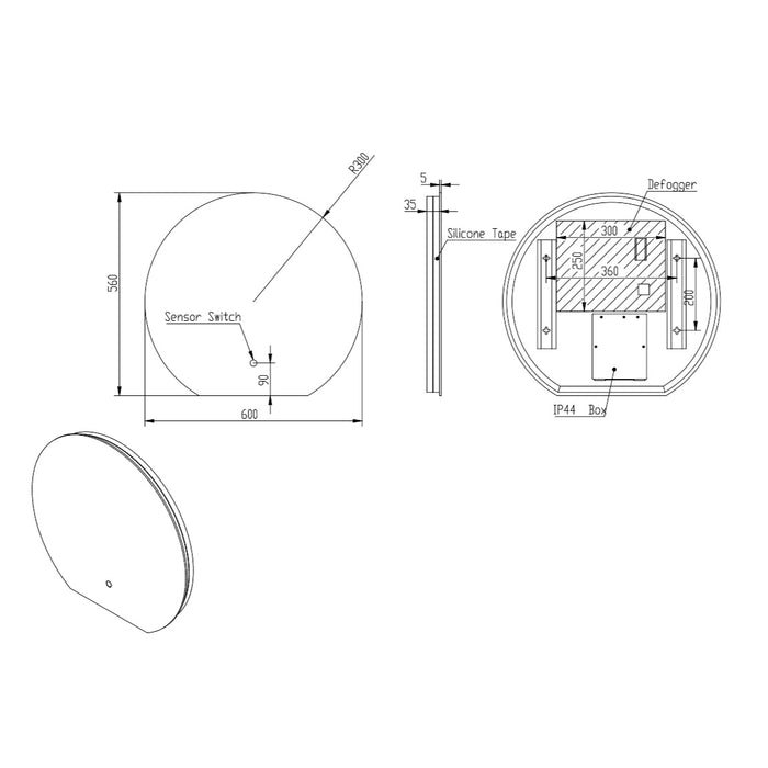 Scudo Alba Semi Circle Illuminated Backlit LED Mirror