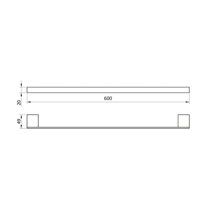 Scudo Mono Towel Bar - 600mm - Matt Black