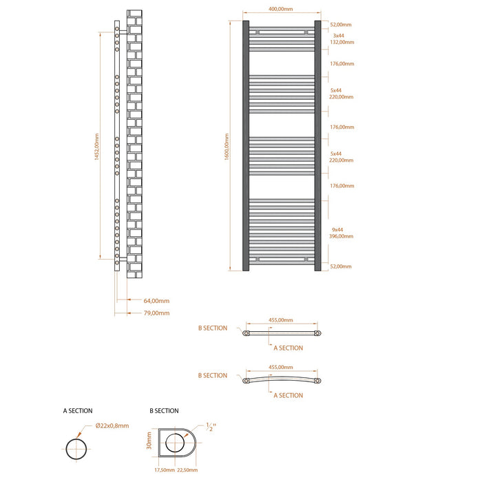 Scudo Strive Straight Heated Towel Rail