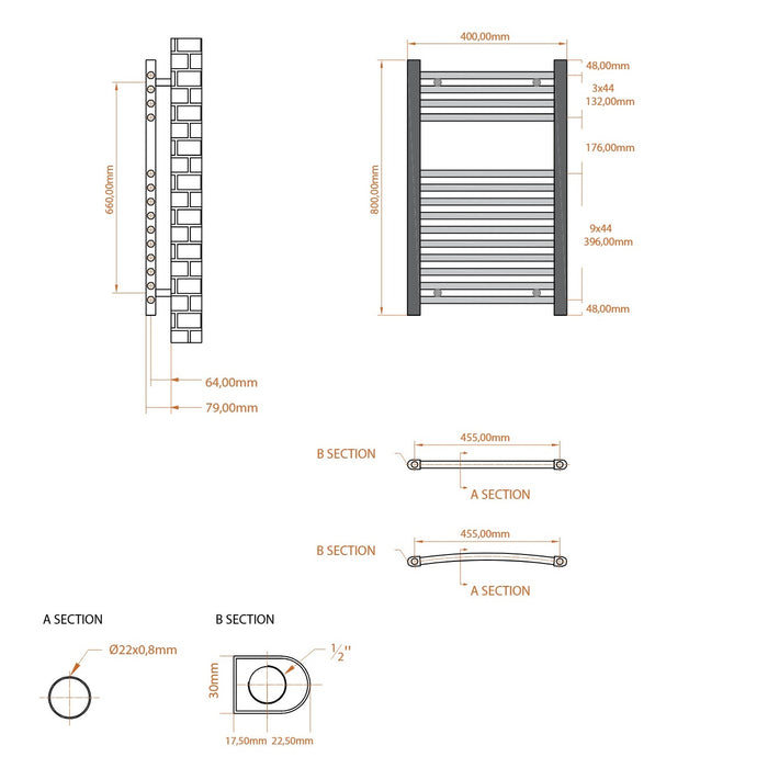 Scudo Strive Straight Heated Towel Rail