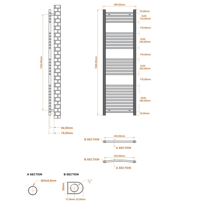 Scudo Strive Straight Heated Towel Rail