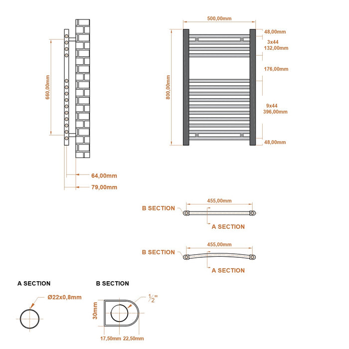 Scudo Strive Straight Heated Towel Rail