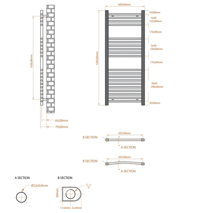 Scudo Strive Straight Heated Towel Rail