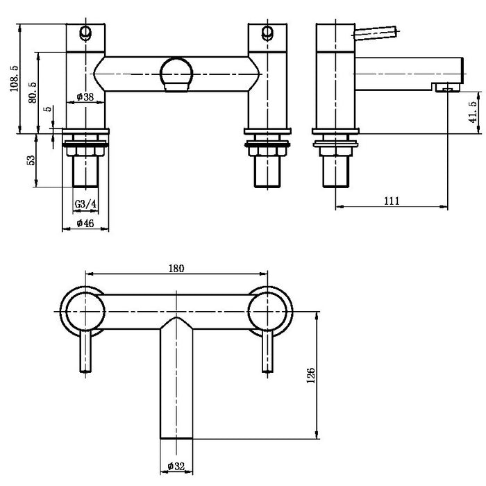 Scudo Premier Bath Filler Tap - Chrome