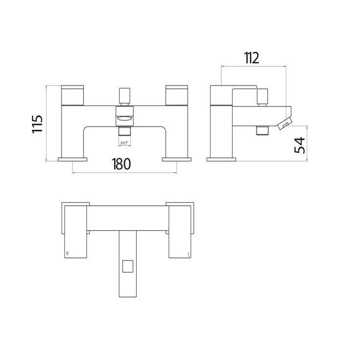 Scudo Lanza Bath Shower Mixer Tap with Handset - Chrome