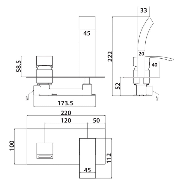 Scudo Descent Wall Mounted Basin Mixer Tap