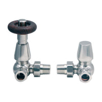 Scudo Corner Traditional Satin Nickel Thermostatic Radiator Valves (Pair)