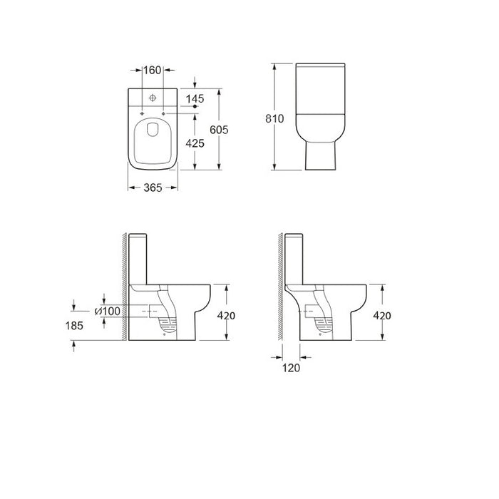 Scudo Choices 600 Rimless Open Back Close Coupled Toilet with Soft Close Seat