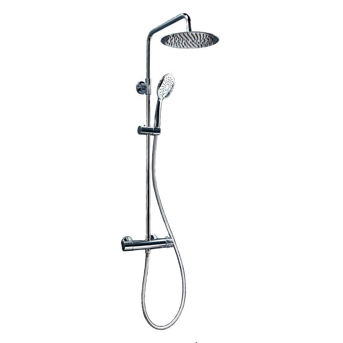 Scudo Messi Round Thermostatic Cool Touch Rigid Riser Shower Set - Chrome