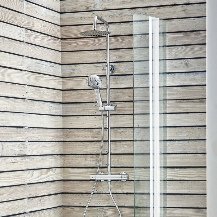 Scudo Messi Round Thermostatic Cool Touch Rigid Riser Shower Set - Chrome