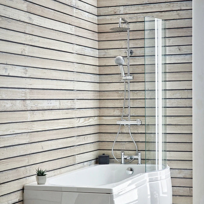Scudo Messi Round Thermostatic Cool Touch Rigid Riser Shower Set - Chrome