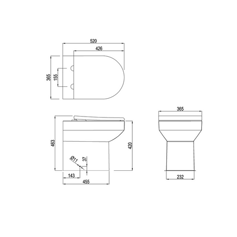 Britton Shoreditch Rimless Round Back to Wall Toilet