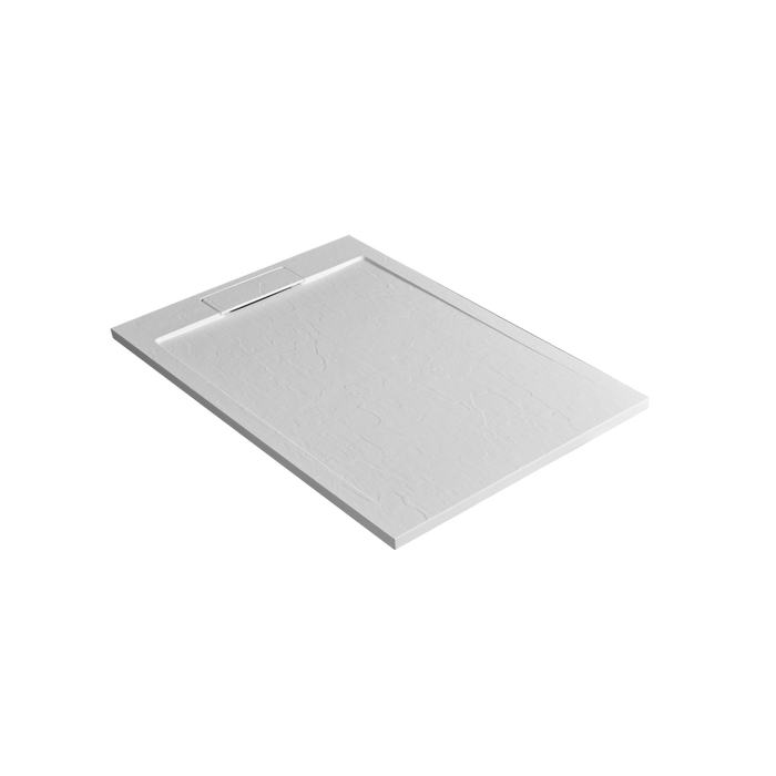 Scudo Azura Slate Rectangular Shower Tray with Integrated Waste - Matt White