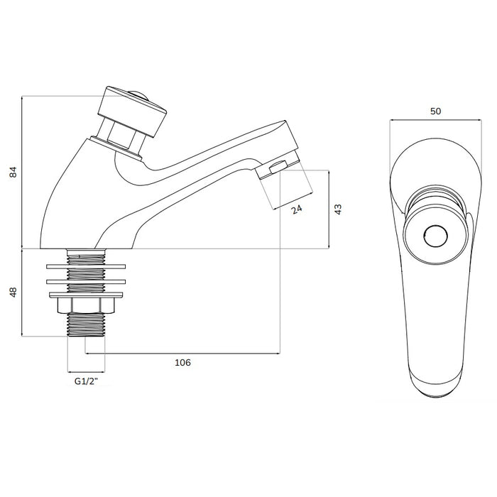 Sonas Non Concussive Self-Closing Basin Taps Pair - Chrome