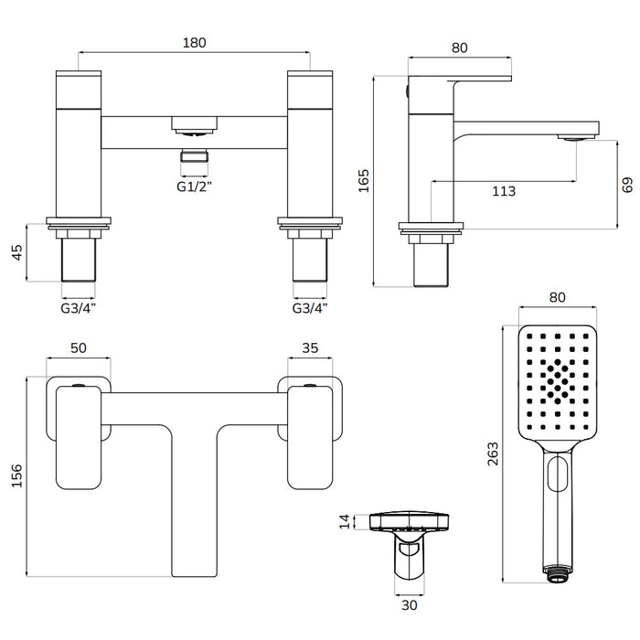 Sonas Score Deck Mounted Bath Shower Mixer Tap