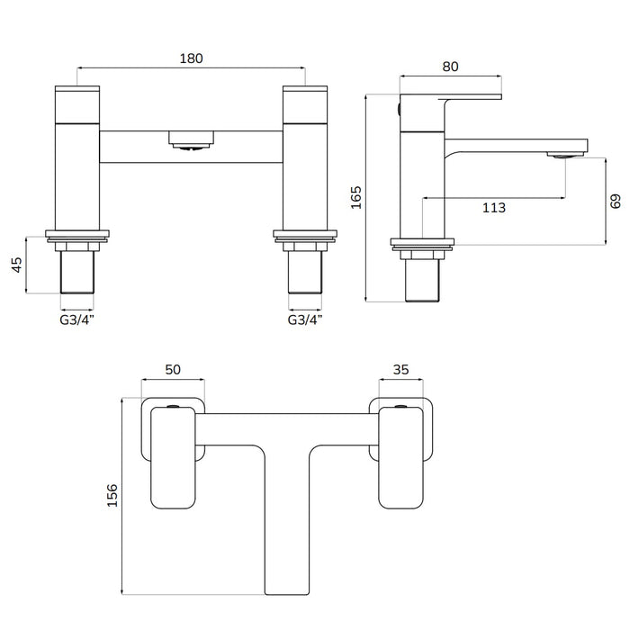 Sonas Score Deck Mounted Bath Filler Tap