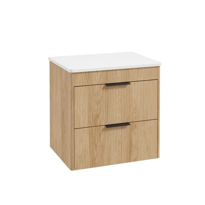 Sonas Reed 2 Drawer Wall Hung Vanity Unit with Countertop & Handles