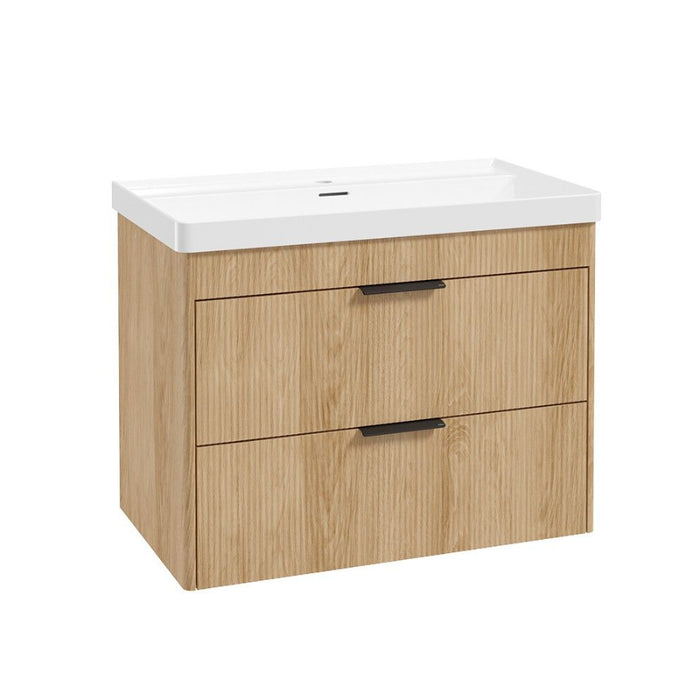 Sonas Reed 2 Drawer Wall Hung Vanity Unit with Basin and Handles
