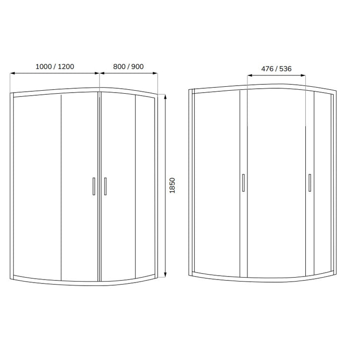 Sonas Strata 6mm Double Door Offset Quadrant Shower Door - Chrome
