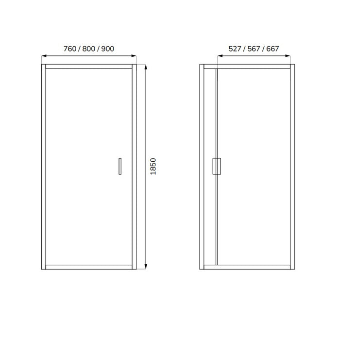 Sonas Strata 6mm Pivot Shower Door with Side Panel - Chrome