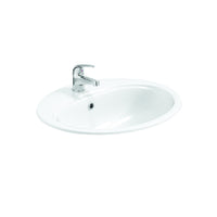 Sonas Select 530mm Oval Inset Vanity Basin - 1 Tap Hole - White