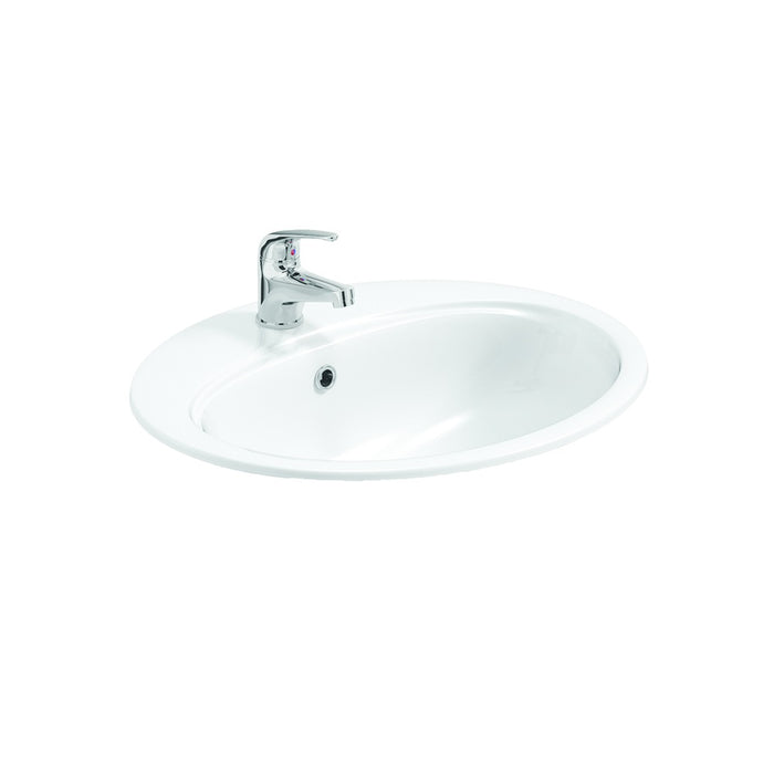 Sonas Select 530mm Oval Inset Vanity Basin - 1 Tap Hole - White