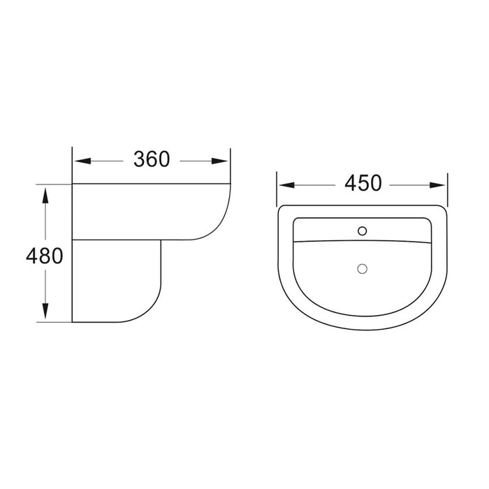 Scudo Deia/Belini Basin with Semi Pedestal 1 Tap Hole