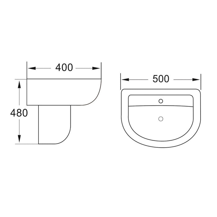 Scudo Deia/Belini Basin with Semi Pedestal 1 Tap Hole