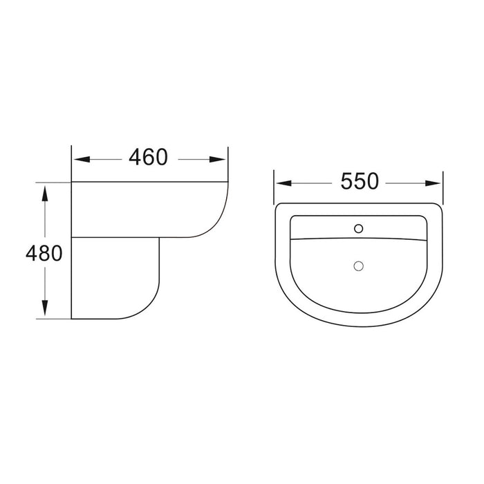 Scudo Deia/Belini Basin with Semi Pedestal 1 Tap Hole