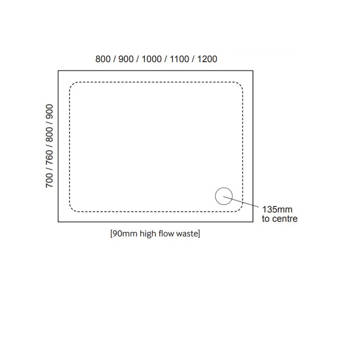 Sonas Kristal Low Profile Rectangle Shower Tray With Waste