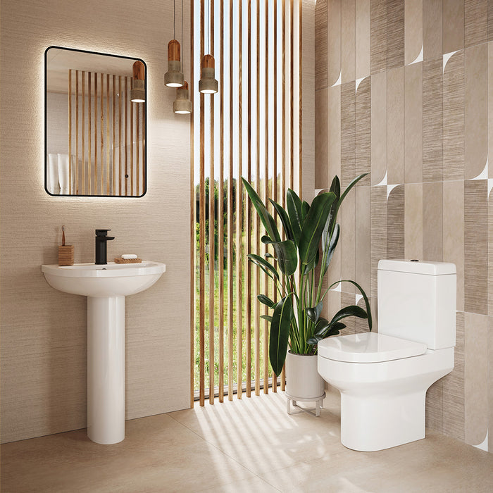 Scudo Spa Rimless Comfort Height Open Back Close Coupled Toilet with Soft Close Seat