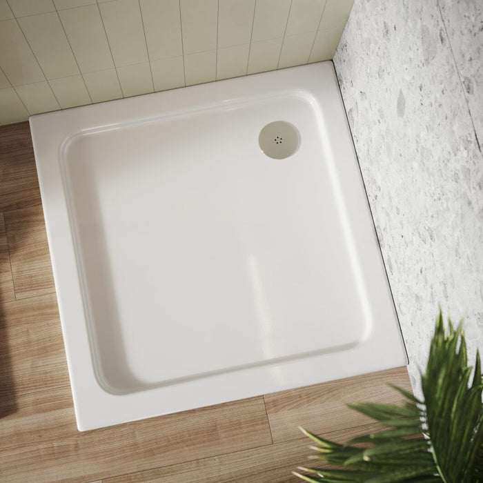 Scudo Riva Square Shower Tray with Waste - White