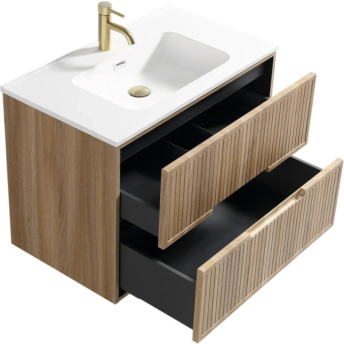 Tailored Bolzana 2 Drawer Wall Hung Vanity Unit with Matt White Basin