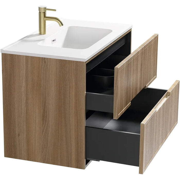Tailored Bolzana 2 Drawer Wall Hung Vanity Unit with Matt White Basin