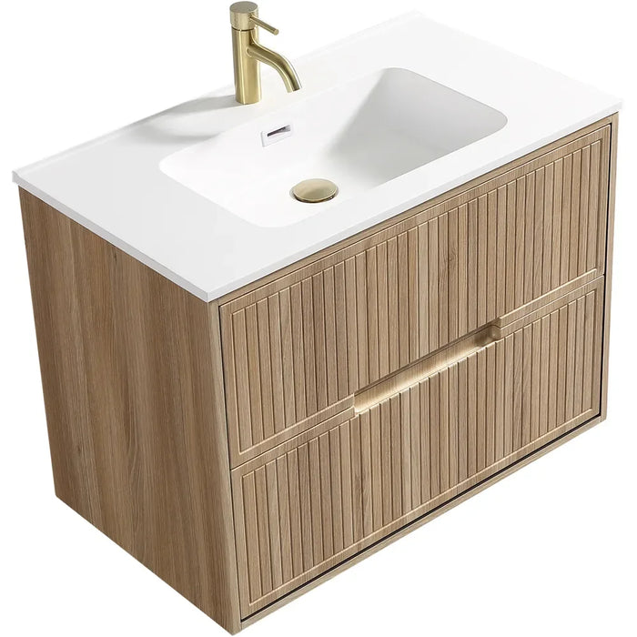 Tailored Bolzana 2 Drawer Wall Hung Vanity Unit with Matt White Basin