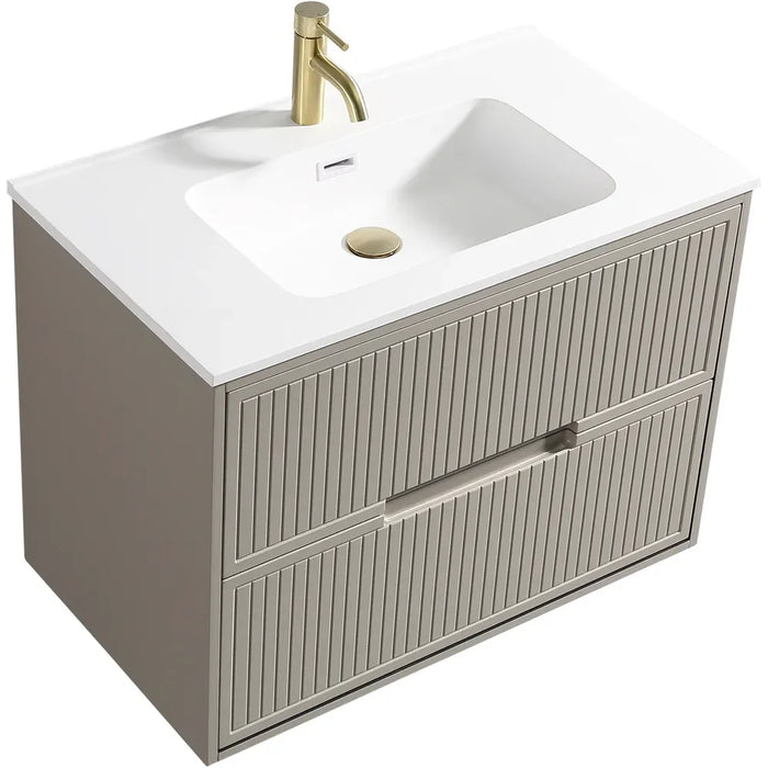 Tailored Bolzana 2 Drawer Wall Hung Vanity Unit with Matt White Basin