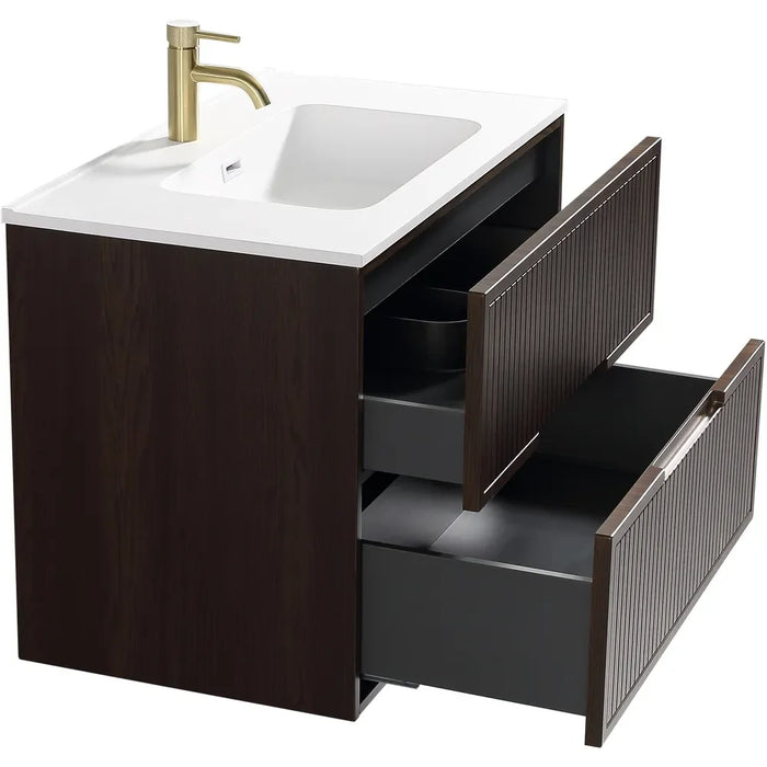 Tailored Bolzana 2 Drawer Wall Hung Vanity Unit with Matt White Basin