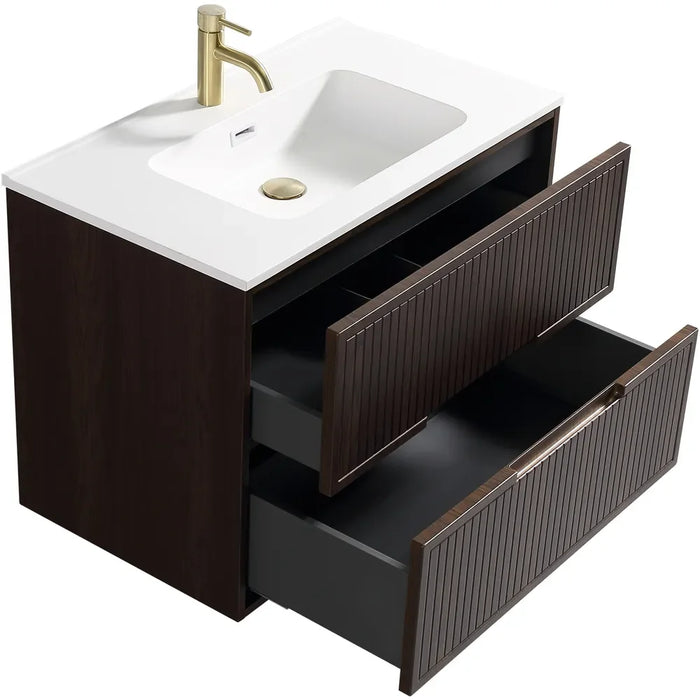 Tailored Bolzana 2 Drawer Wall Hung Vanity Unit with Matt White Basin