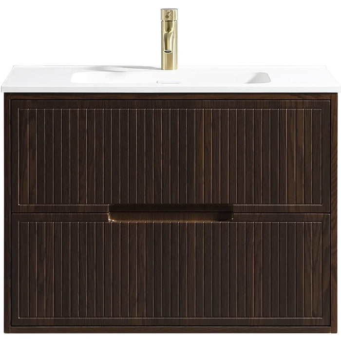 Tailored Bolzana 2 Drawer Wall Hung Vanity Unit with Matt White Basin