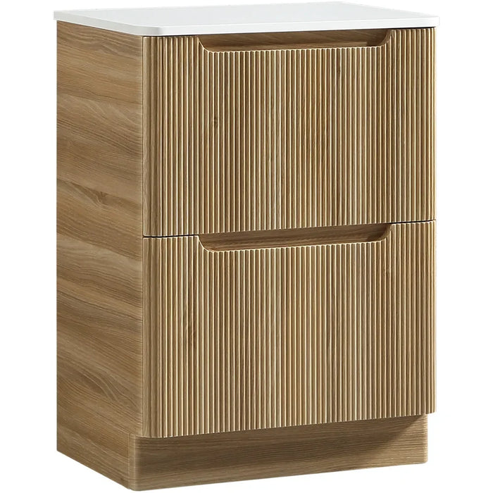 Tailored Monza 600mm 2 Drawer Fluted Floorstanding Vanity Unit with Sintered Stone Countertop