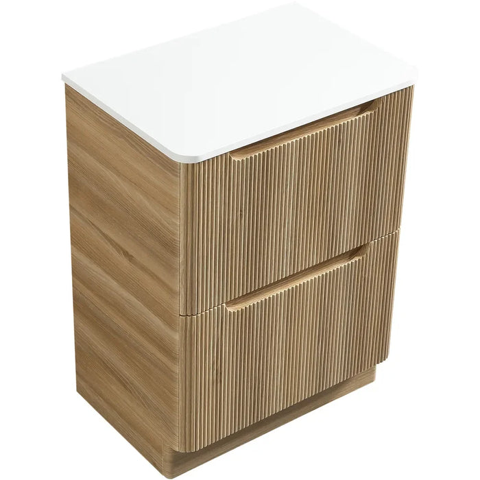 Tailored Monza 600mm 2 Drawer Fluted Floorstanding Vanity Unit with Sintered Stone Countertop