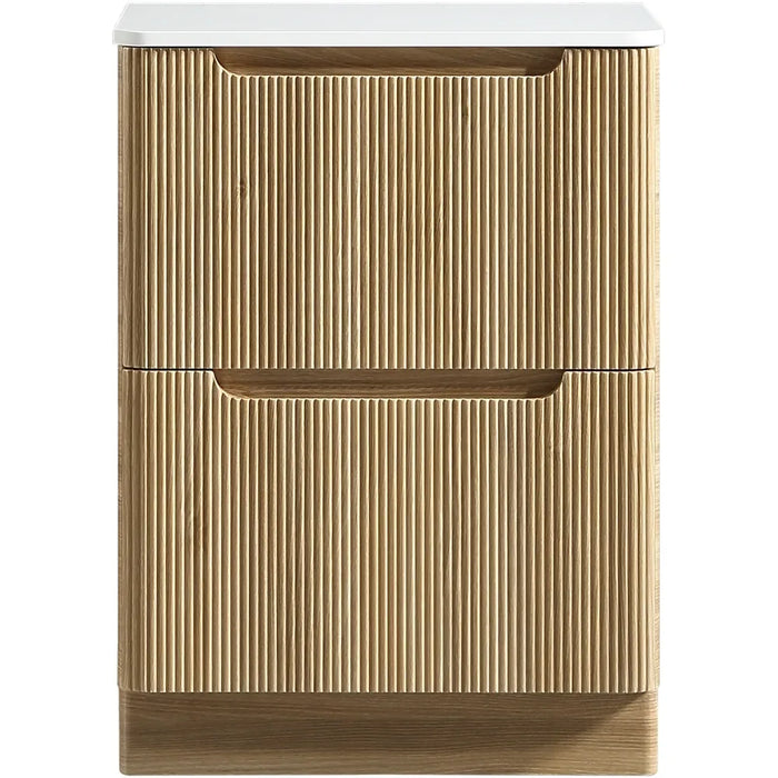 Tailored Monza 600mm 2 Drawer Fluted Floorstanding Vanity Unit with Sintered Stone Countertop