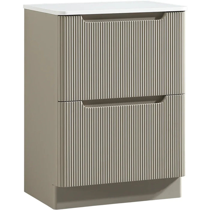 Tailored Monza 600mm 2 Drawer Fluted Floorstanding Vanity Unit with Sintered Stone Countertop
