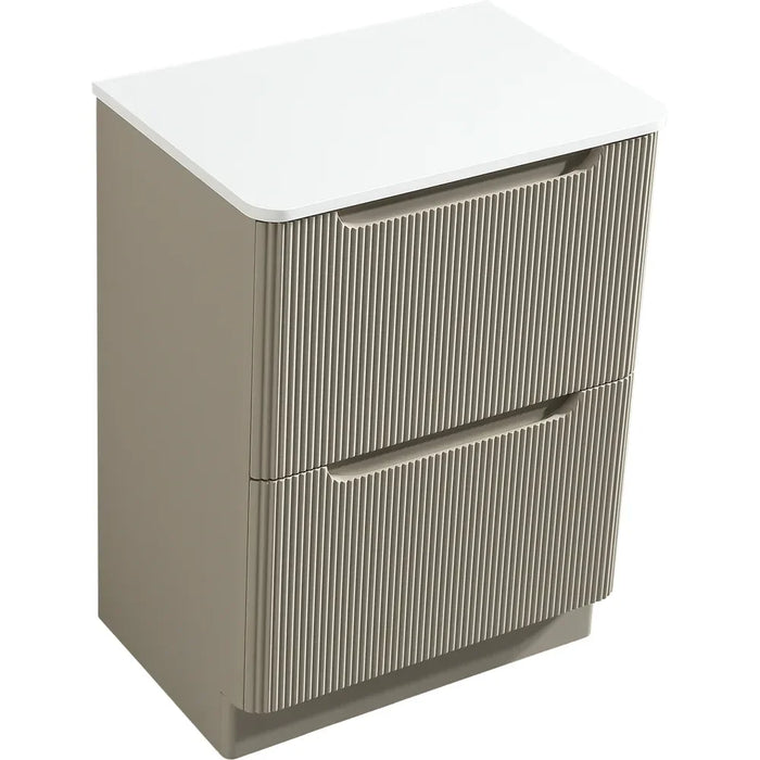 Tailored Monza 600mm 2 Drawer Fluted Floorstanding Vanity Unit with Sintered Stone Countertop
