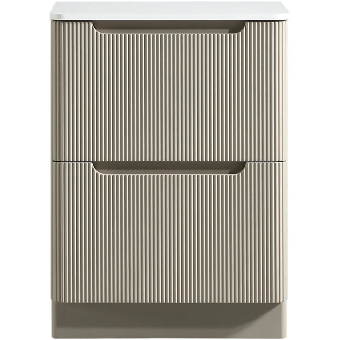 Tailored Monza 600mm 2 Drawer Fluted Floorstanding Vanity Unit with Sintered Stone Countertop