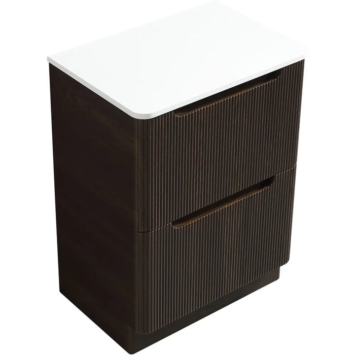 Tailored Monza 600mm 2 Drawer Fluted Floorstanding Vanity Unit with Sintered Stone Countertop