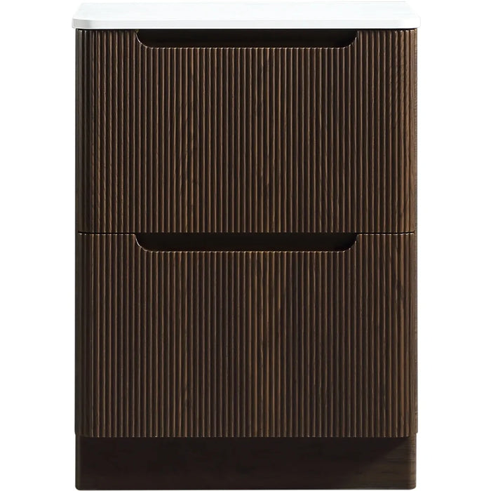 Tailored Monza 600mm 2 Drawer Fluted Floorstanding Vanity Unit with Sintered Stone Countertop