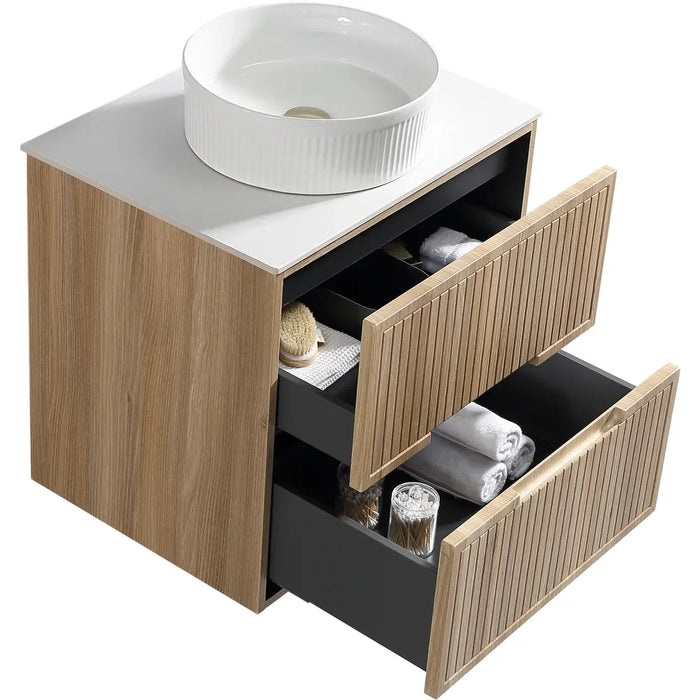 Tailored Bolzana 2 Drawer Wall Hung Vanity Unit with Sintered Stone Countertop